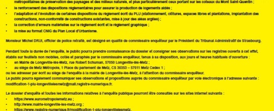 Enquête publique Modification PLU de Longeville-lès-Metz